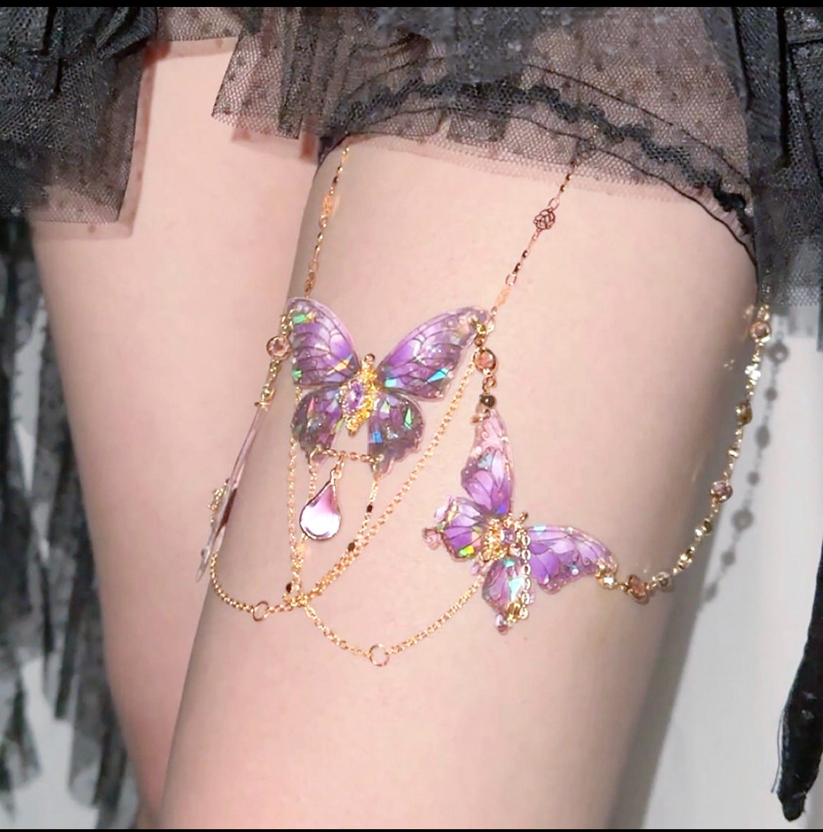 Butterfly Leg Chain | Lavender