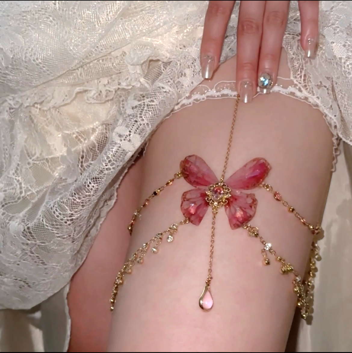 Butterfly Leg Chain | Pink Princess