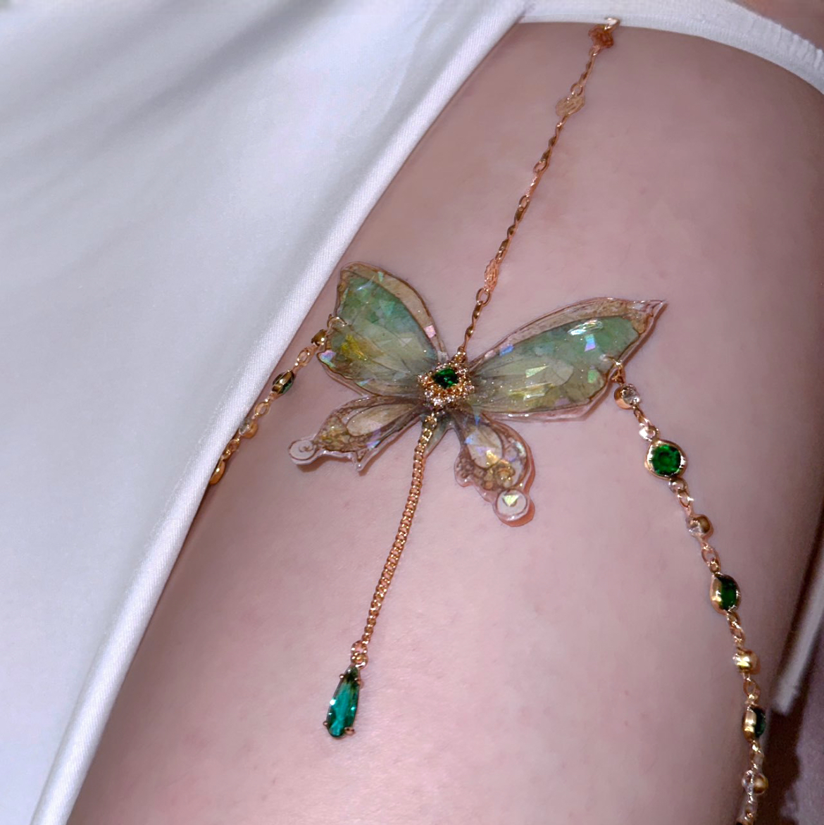 Butterfly Leg Chain | Green