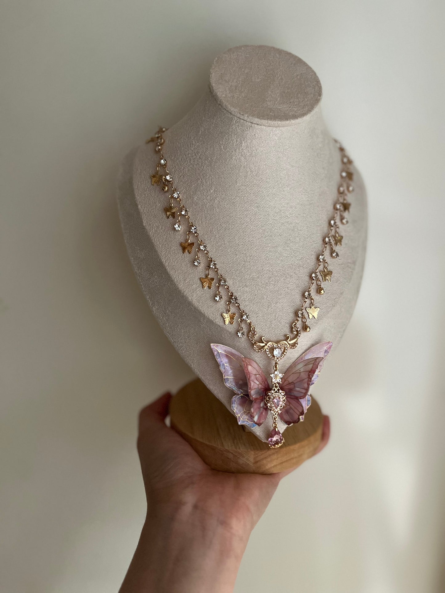 Pink Twin Butterfly Necklace