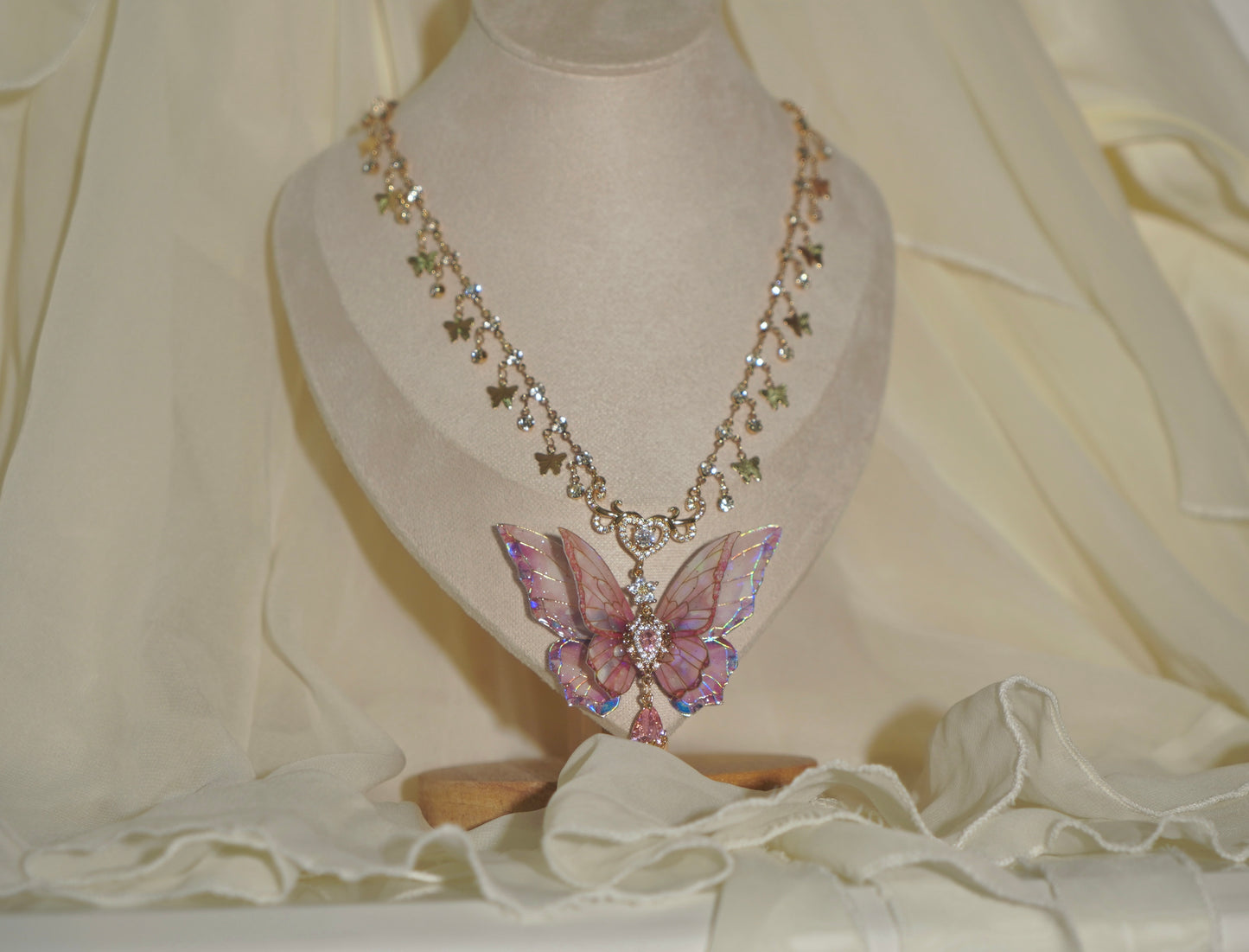 Pink Twin Butterfly Necklace