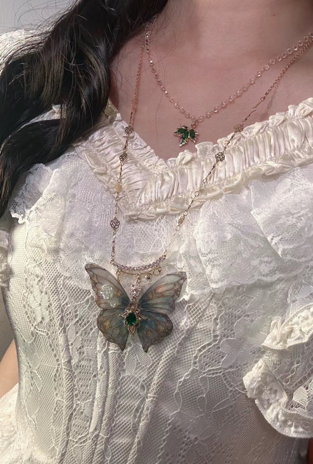 Necklace | Green Forest Butterfly