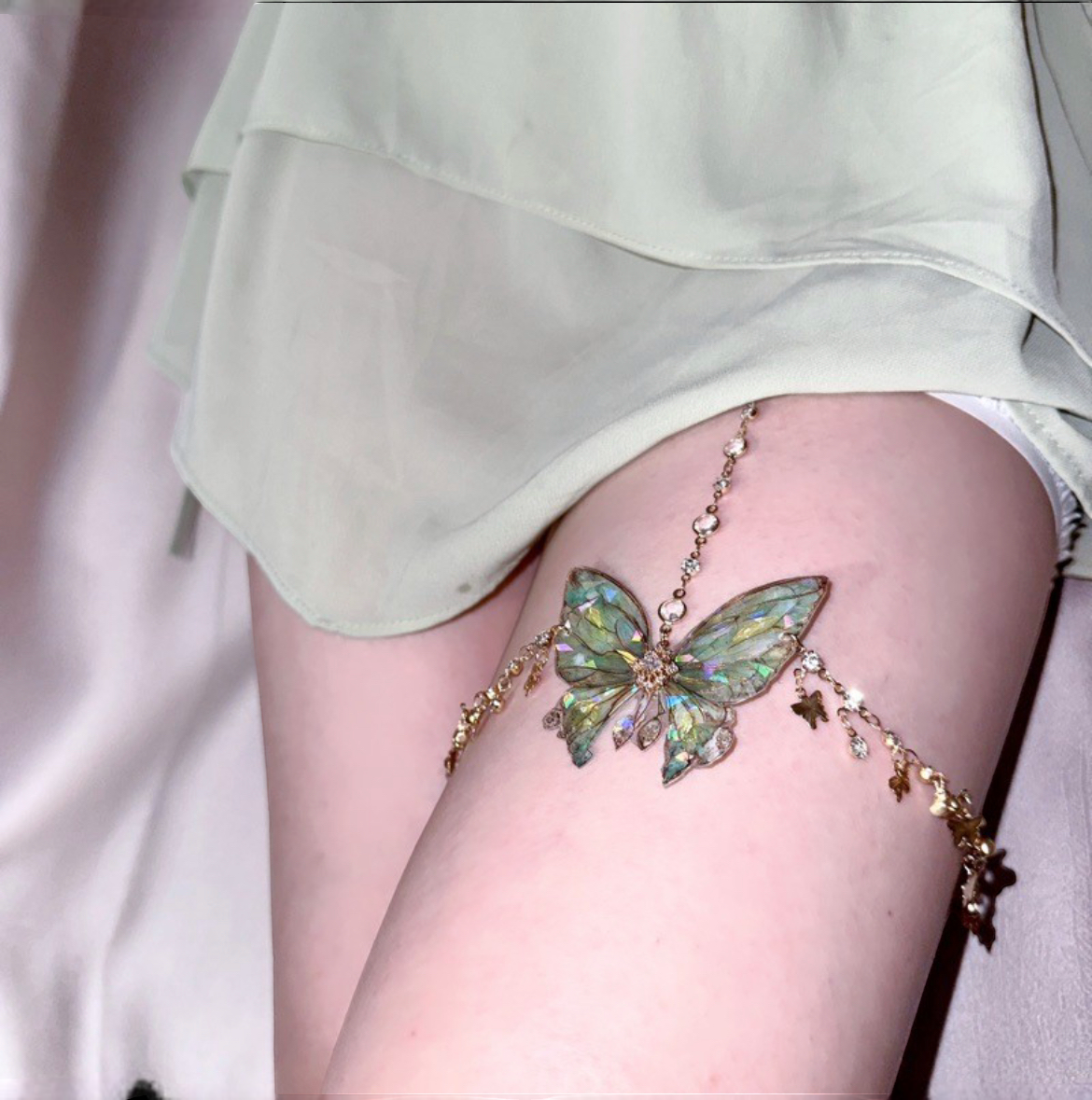 Butterfly Leg Chain | Green