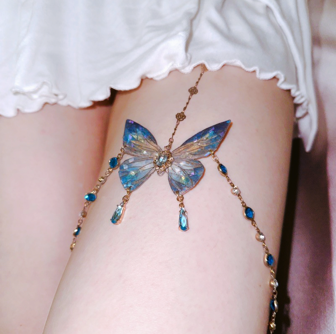 Butterfly Leg Chain | Blue