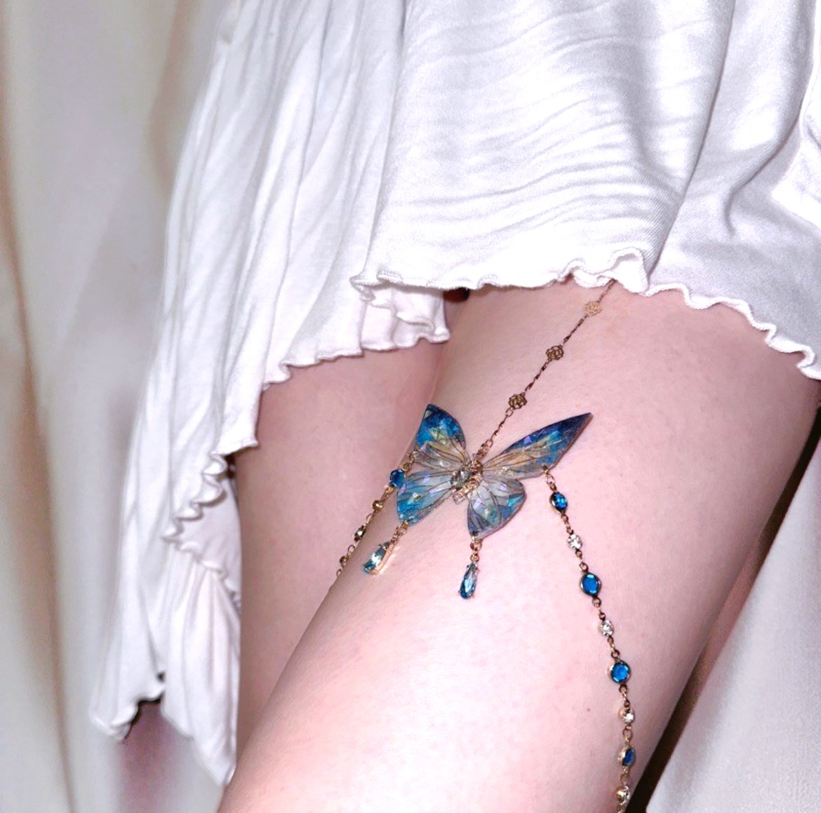 Butterfly Leg Chain | Blue