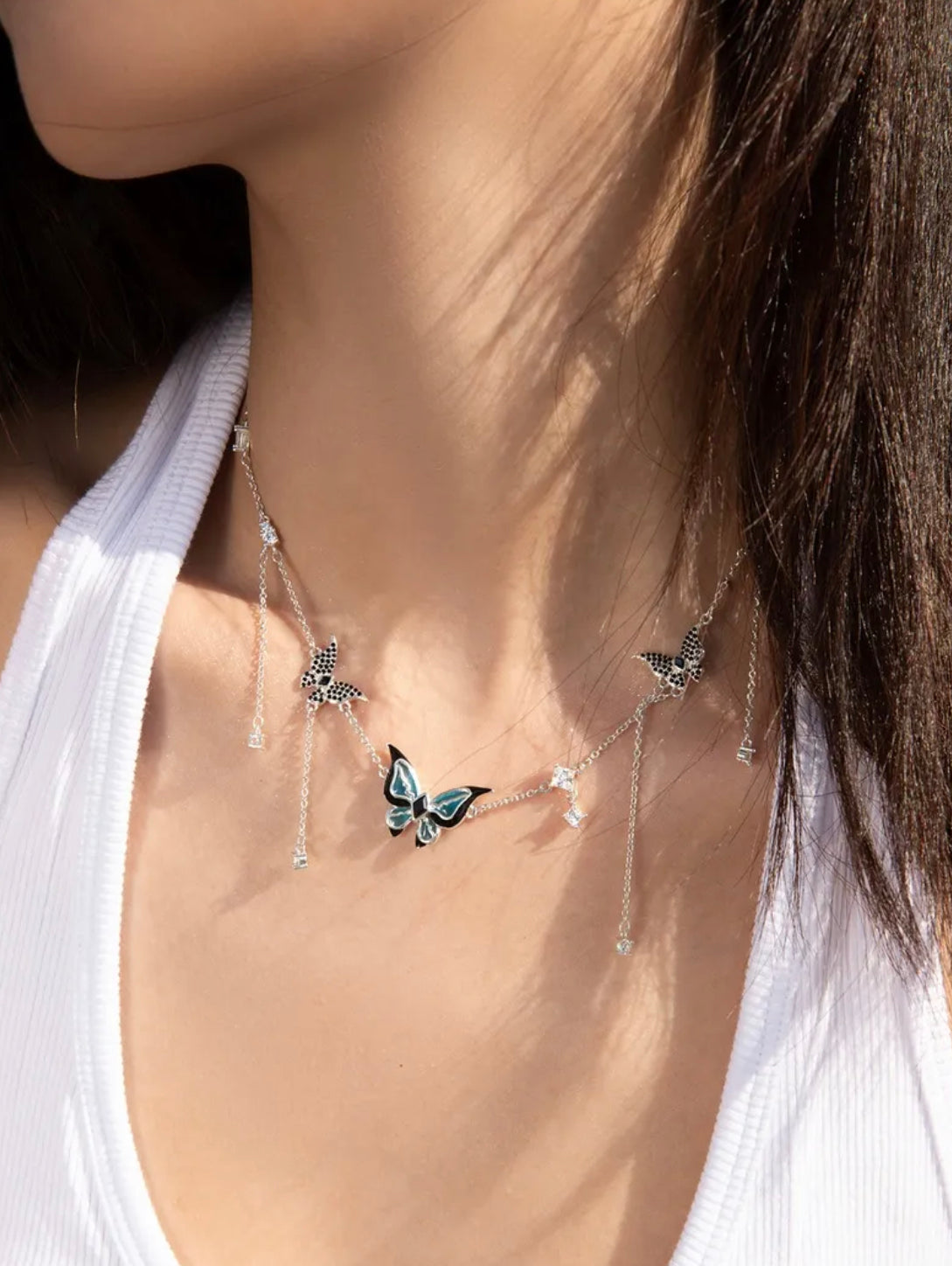 Necklace | Blue-Green Gradient Butterfly