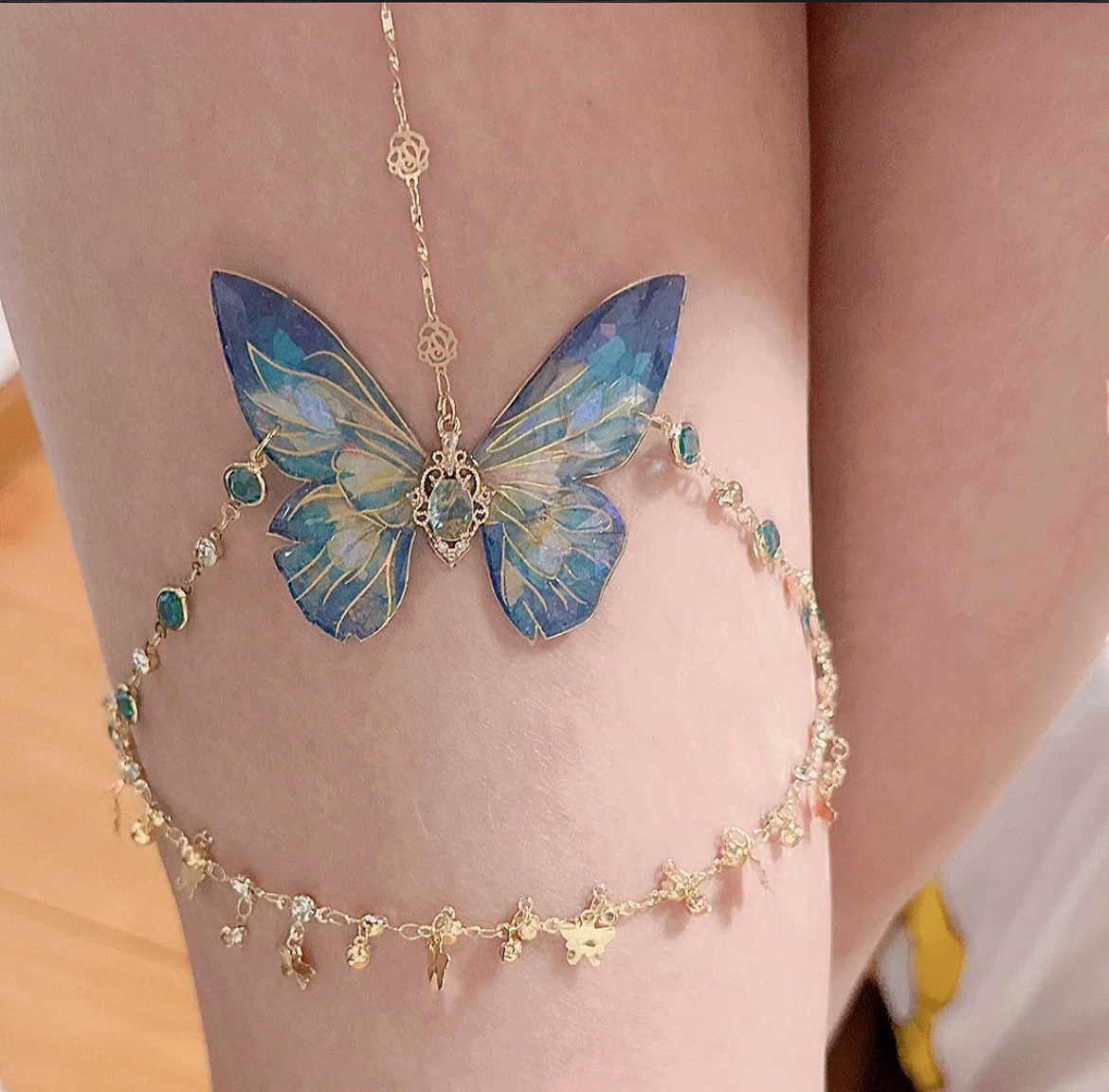 Butterfly Leg Chain | Blue