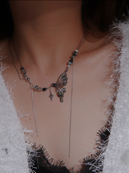 Necklace | Black and White Butterfly