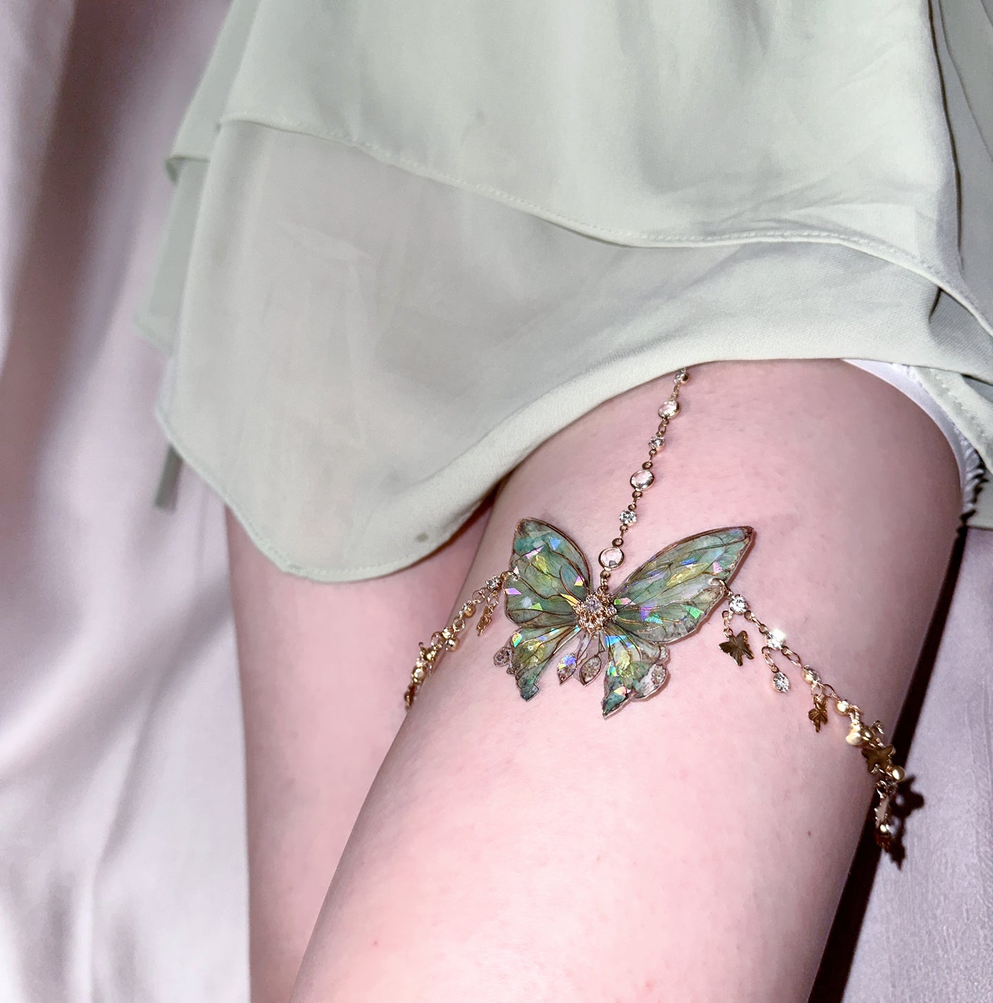 Butterfly Leg Chain | Green