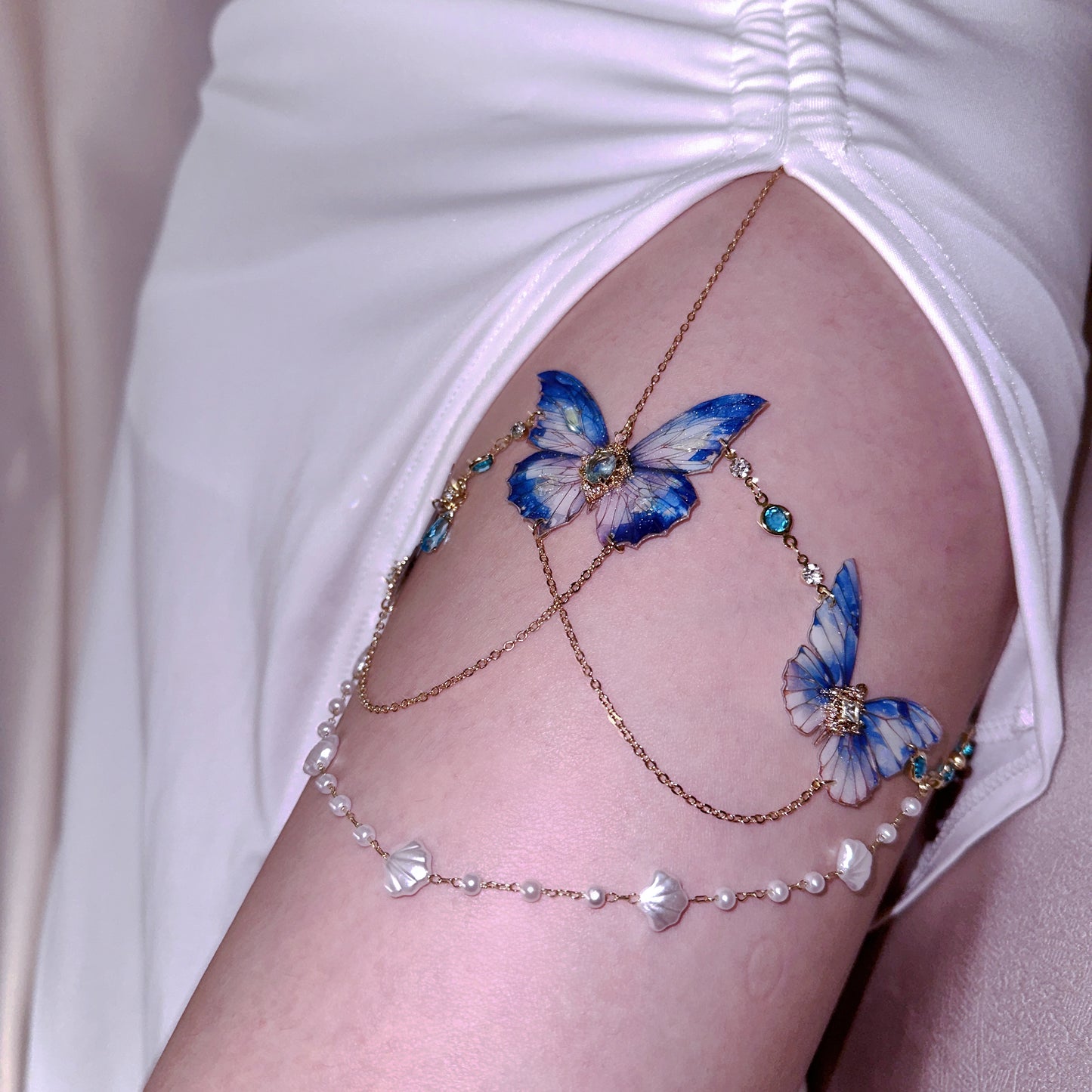 Butterfly Leg Chain | Fantasy Blue