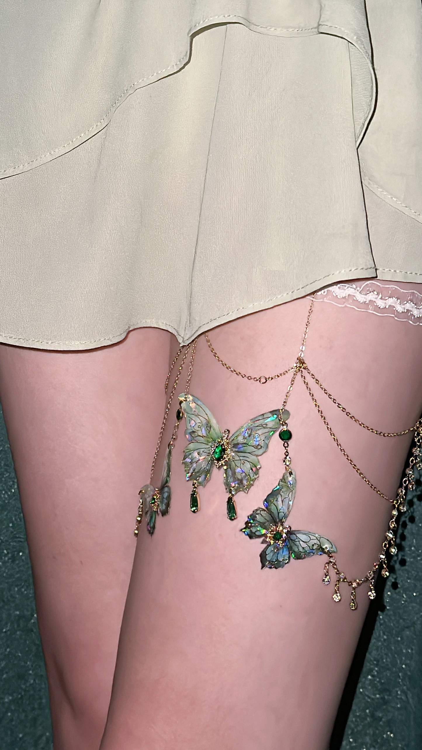 Butterfly Leg Chain | Forest Green